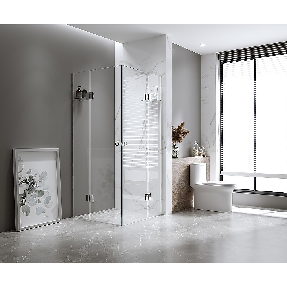 V63-951741-202507042135-00 100x120cm Double Door Corner Shower with Chrome Channels and Brass Hinges - Image 1
