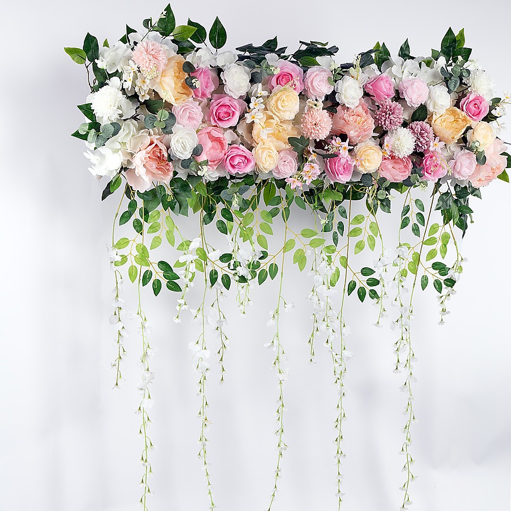 V63-952131-202507071717-00 1M Artificial Flower Runner Arrangement Panel Wall Rose DIY Wedding Party Décor - Image 1