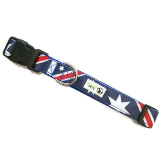 V631-MDPCOLAUSXS-186107-00 Australia Flag Aussie Dog Collar - Moondidley Pets X-Small - Image 1