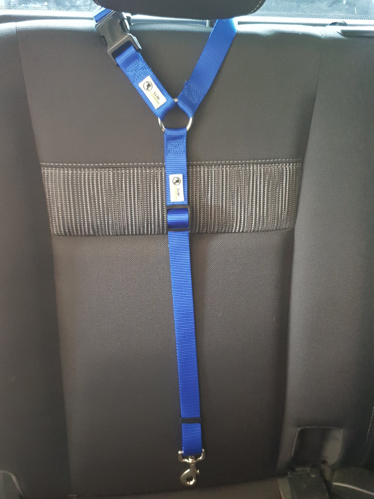 V631-MDPHRSBBU-186080-00 Dog Seatbelt Headrest Restraint Safety Travel - Moondidley Pets Blue - Image 1