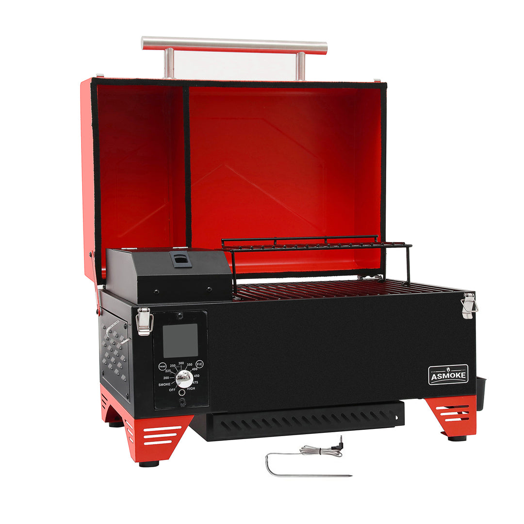 V642-ASMOKE-AS350-PORTABLE-WOOD-PELLET-GRILL-APPLE-RED-167804-00 Asmoke AS350 Portable Wood Pellet Grill - Apple Red - Image 1