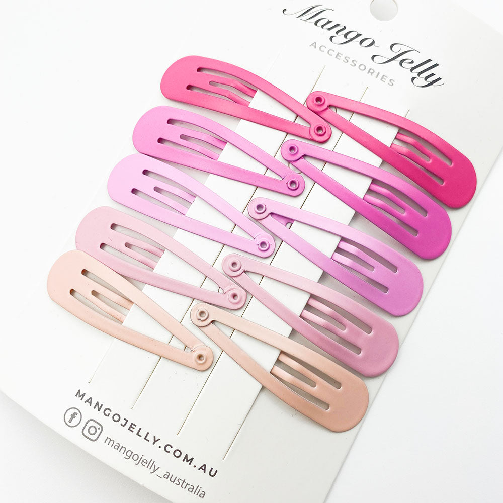 V659-HC-5CM-10P-BASIC-PINK-2-M-160875-00 MANGO JELLY Everyday Snap Hair Clips (5cm) - Just Pink - Twin Pack - Image 1
