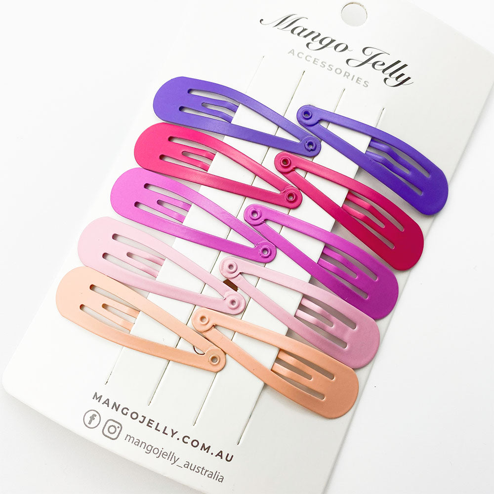 V659-HC-5CM-10P-BASIC-VIOLET-2-M-160843-00 MANGO JELLY Everyday Snap Hair Clips (5cm) - Violet - Twin Pack - Image 1