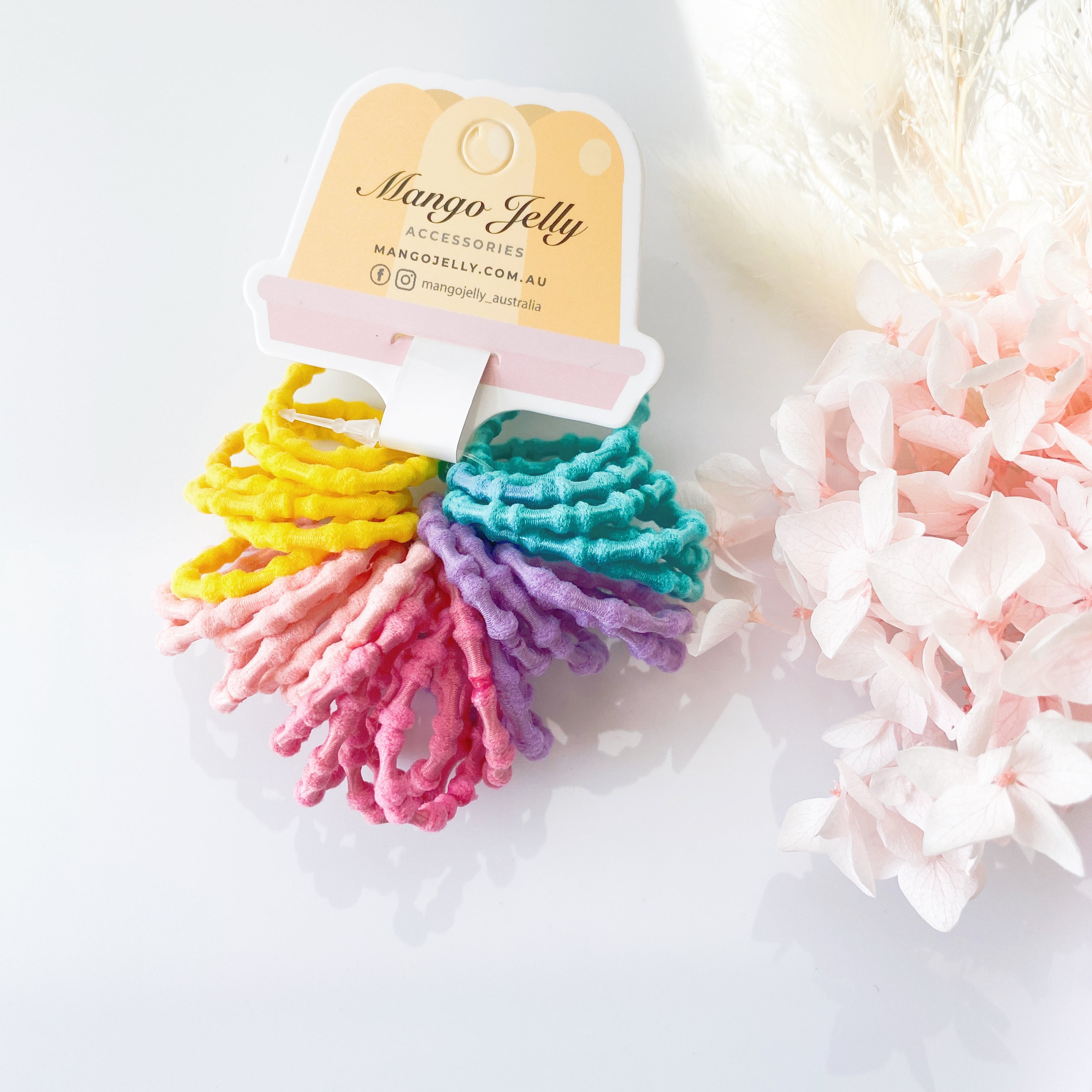 V659-HT-3CM-30P-BAMBOO-CANDY-6-L-160975-00 MANGO JELLY Kids Hair Ties (3cm) - Bamboo Candy - Six Pack - Image 1