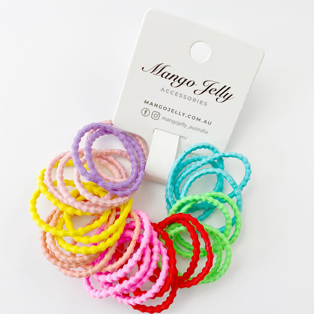 V659-HT-3CM-30P-BUBBLY-NEON-2-M-161001-00 MANGO JELLY Kids Hair Ties (3cm) - Bubbly Neon -Twin Pack - Image 1