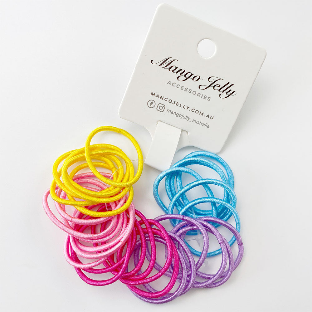 V659-HT-3CM-30P-CLASSIC-BRIGHT-1-M-161038-00 MANGO JELLY Kids Hair Ties (3cm) - Classic Summer Bright - One Pack - Image 1