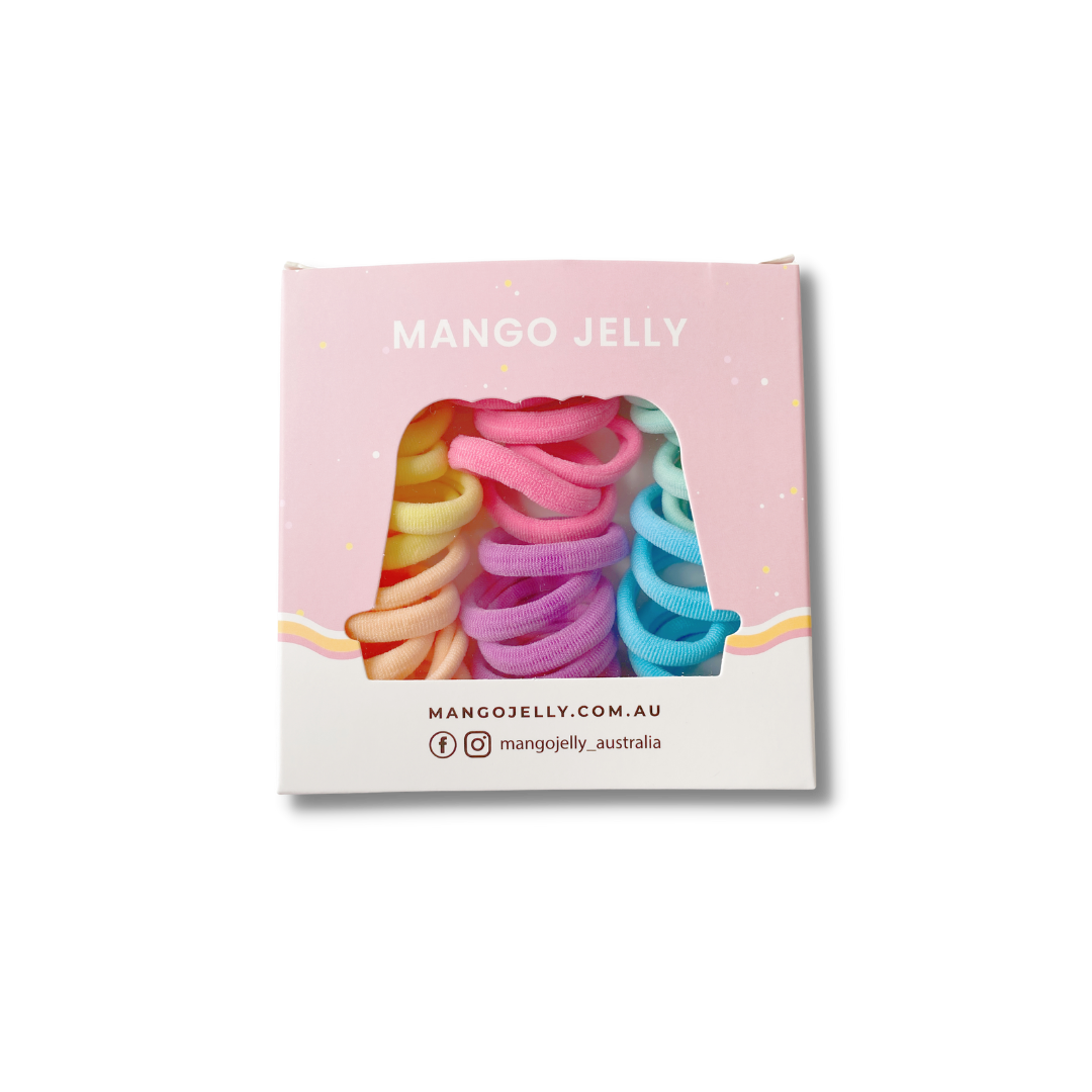 V659-METALFREE-3CM-36P-PASTEL-6-P-160720-00 MANGO JELLY Metal Free Hair Ties (3cm) - Classic Pastel 36P - Six Pack - Image 1