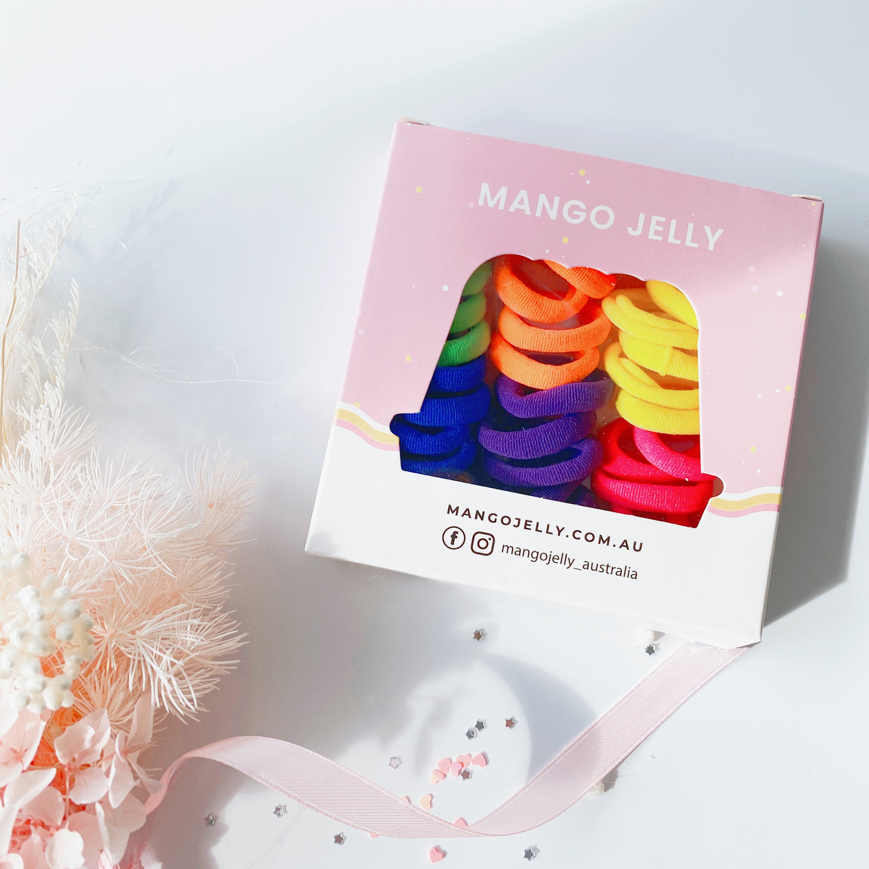 V659-METALFREE-3CM-36P-RETRO-3-L-160725-00 MANGO JELLY Metal Free Hair Ties (3cm) - Retro 36P - Three Pack - Image 1