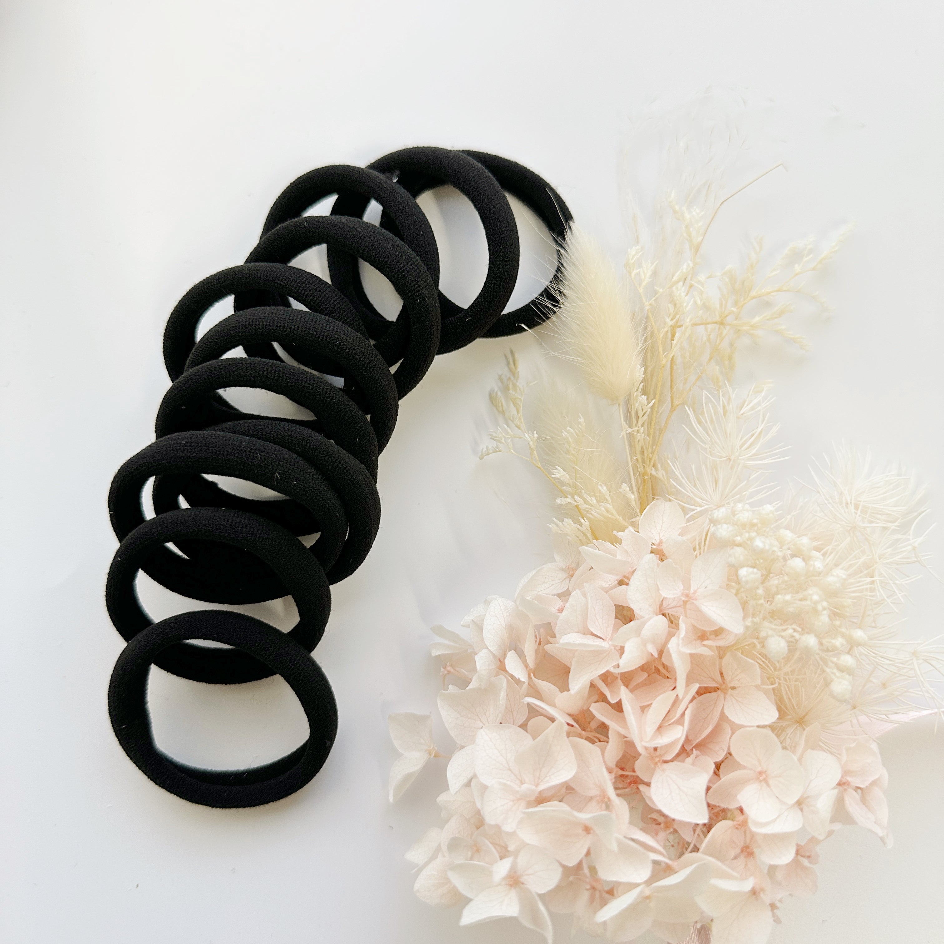 V659-METALFREE-4CM-10P-BLACK-3-L-160693-00 MANGO JELLY Metal Free Hair ties (4.5cm) - BLACK 10P - Three Pack - Image 1