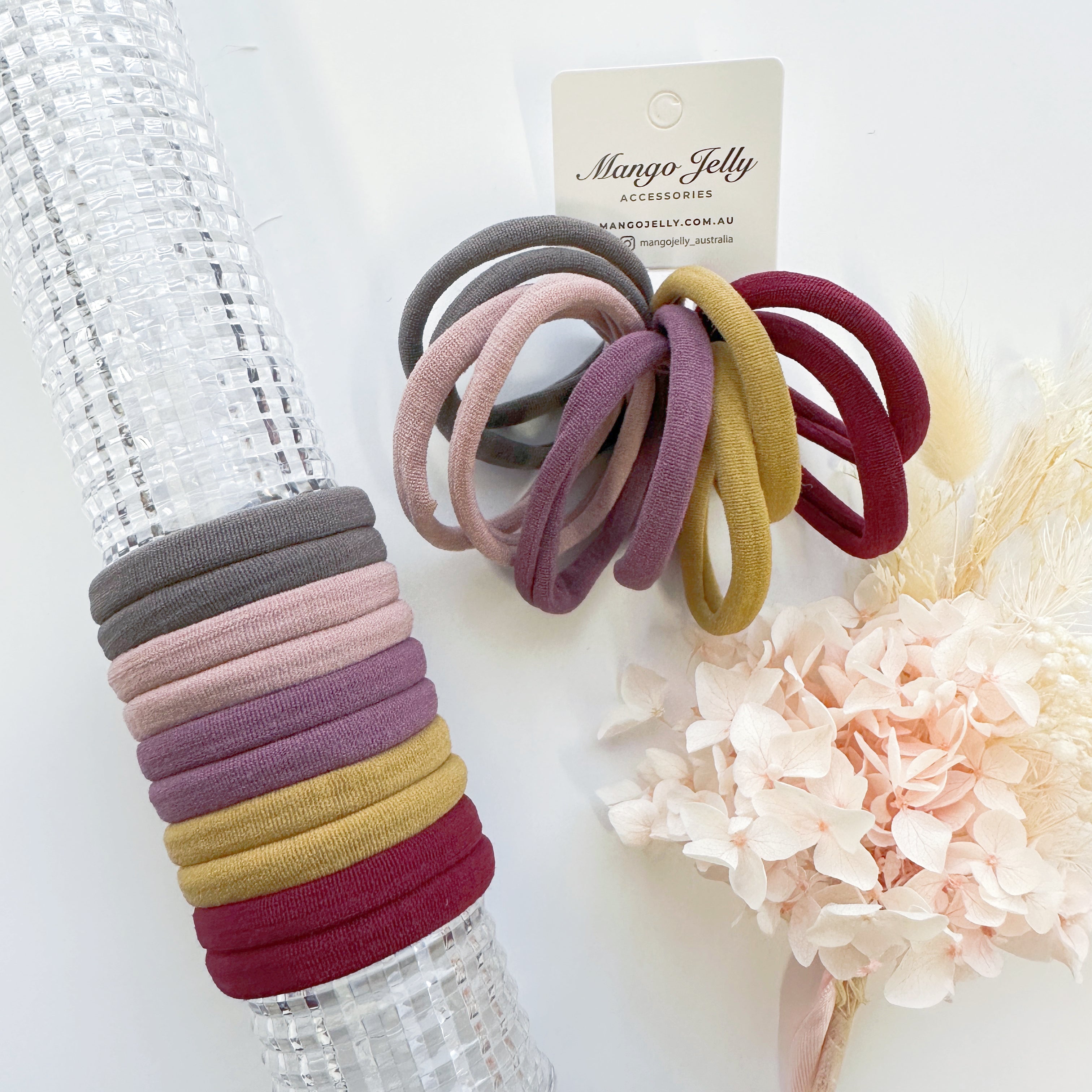 V659-METALFREE-4CM-10P-BLUSHM-2-M-160899-00 MANGO JELLY Metal Free Hair ties (4.5cm) - Blush Mixed 10P - Twin Pack - Image 1