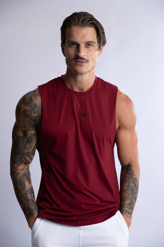 V697-MENS-CREW-COTTON-TANK-BURGANDY-SMALL-218099-00 HARD HITTERS MEN'S CREW COTTON TANK BURGANDY SMALL - Image 1