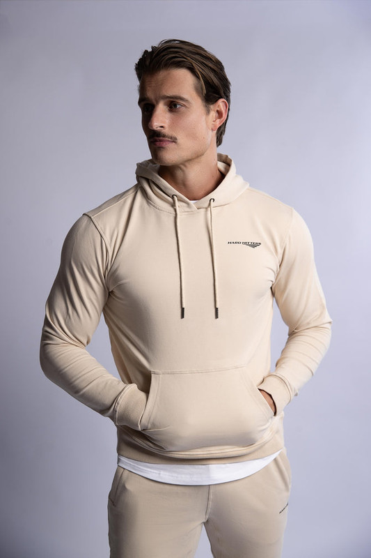 V697-SLIM-FIT-TERRY-HOODIE-BEIGE-LARGE-218137-00 HARD HITTERS SLIM FIT TERRY HOODIE BEIGE LARGE - Image 1