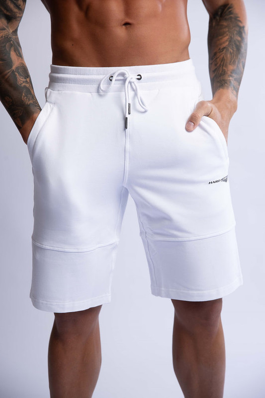 V697-SLIM-FIT-TERRY-SHORTS-WHITE-LARGE-218106-00 HARD HITTERS SLIM FIT TERRY SHORTS WHITE LARGE - Image 1