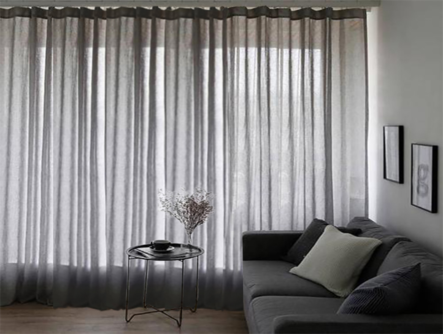 V702-CNA5-2-1BLK-202505080933-00 Sheer Voile Curtains 548cm wide 230cm Drop+30 Hooks Pinch Pleat New, Black - Image 1