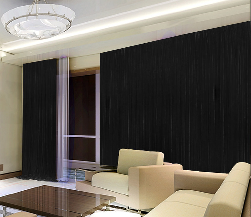 V702-CNA7-1LBLACK-202505080935-00 Long Large Thick Black Velvet Curtains 580x270cm+full liner,Blockout,Pinch Pleat - Image 1