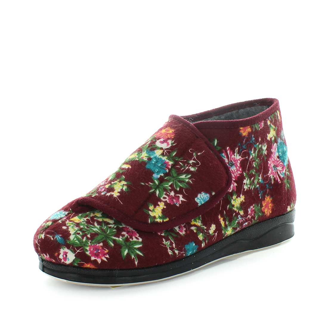 V717-PEFRAN-BURGUNDYFLORAL-9-186397-00 Panda PEFRAN Slippers Uggs Burgundy Floral Shoe 9 - Image 1