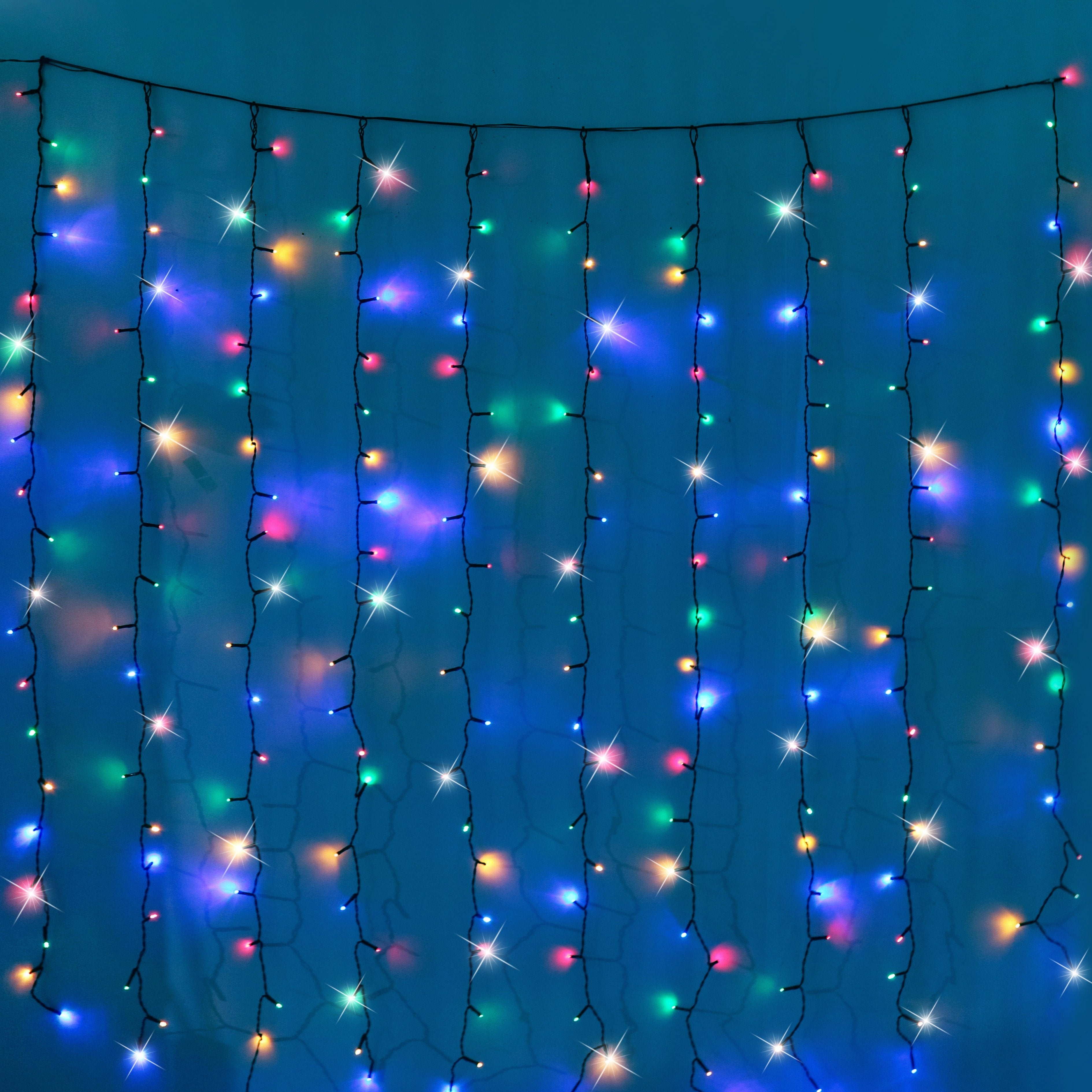 V720-XL1516-MULTI-202112-03 Battery Operated 200 LED Curtain Light – 140 x 140cm, available in 3 Colors - Multicolor - Image 1