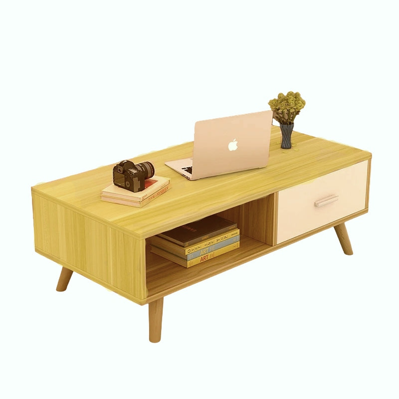 V728-NNE006-COFFEE-TABLE-187661-00 NNECN Coffee Table with Storage Drawer and Open Shelf - Image 1