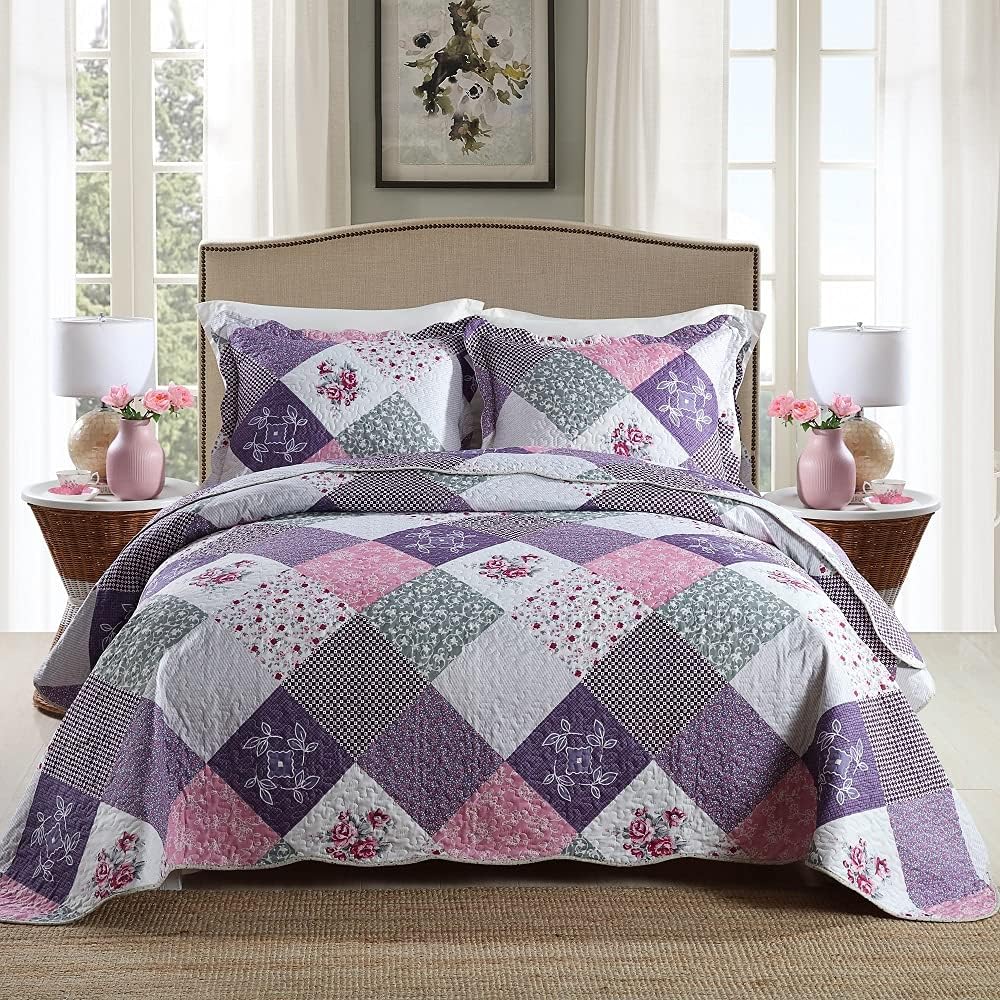 V745-MAC090276Q13U-190904-00 Quaint Quilted bedspread and pillowcovers set: Perfect for a Cozy Retreat - Queen size - Image 1