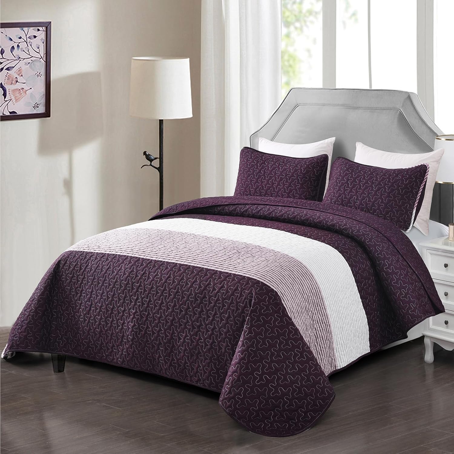 V745-MAC090478Q13U-190903-00 Radiant Quilted coverlet and pillowcovers set: Brighten Any Room - Queen size - Image 1
