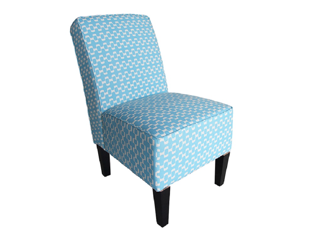 V755-SCAC-9201-BLUE-209980-00 Cafe Lounge Couch Ramie Cotton Fabric Accent Dining Relax Chair Pub Seating Blue New - Image 1