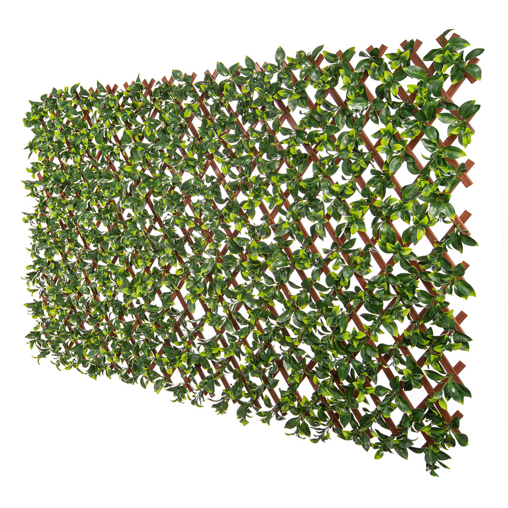 V77-10786514_Artificial_20Plant_20Trellis_20PVC_20Frame_20Jasmine_20Leaf Jasmine Artificial Hedge Extendable Trellis / Screen 2 Meter By 1 Meter UV Resistant (PVC) - Image 1
