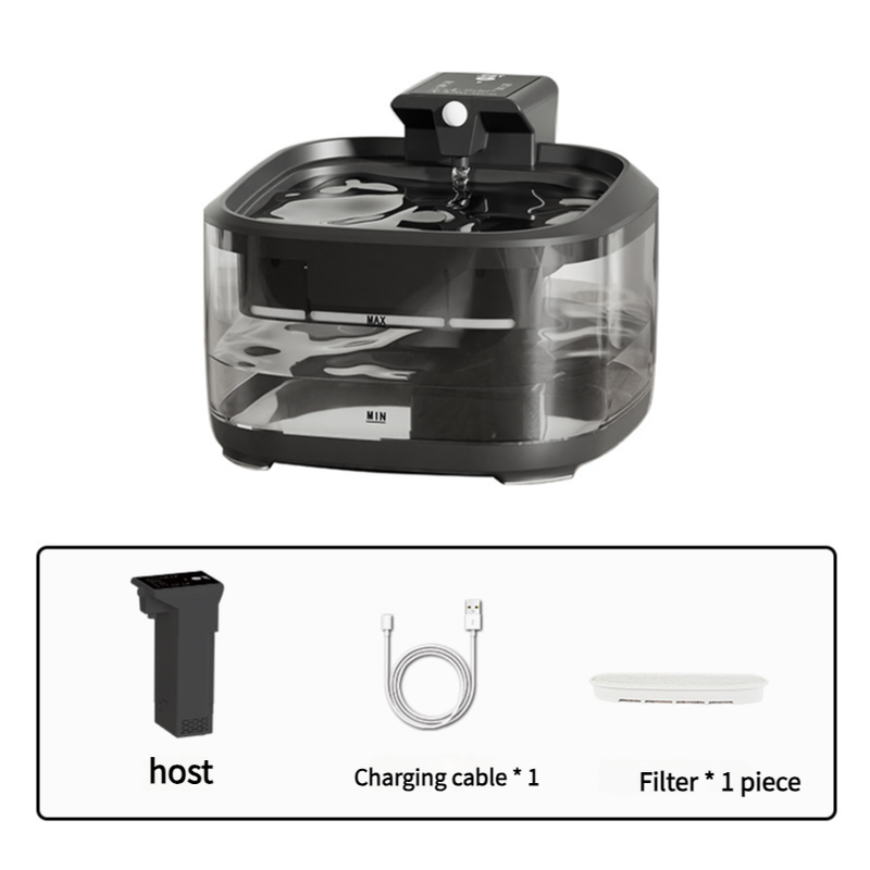 V888-ELOSUNG10104-204420-00 4.5L Smart Pet Water Fountain with Digital Display and Charging Cable – Black Design - Image 1