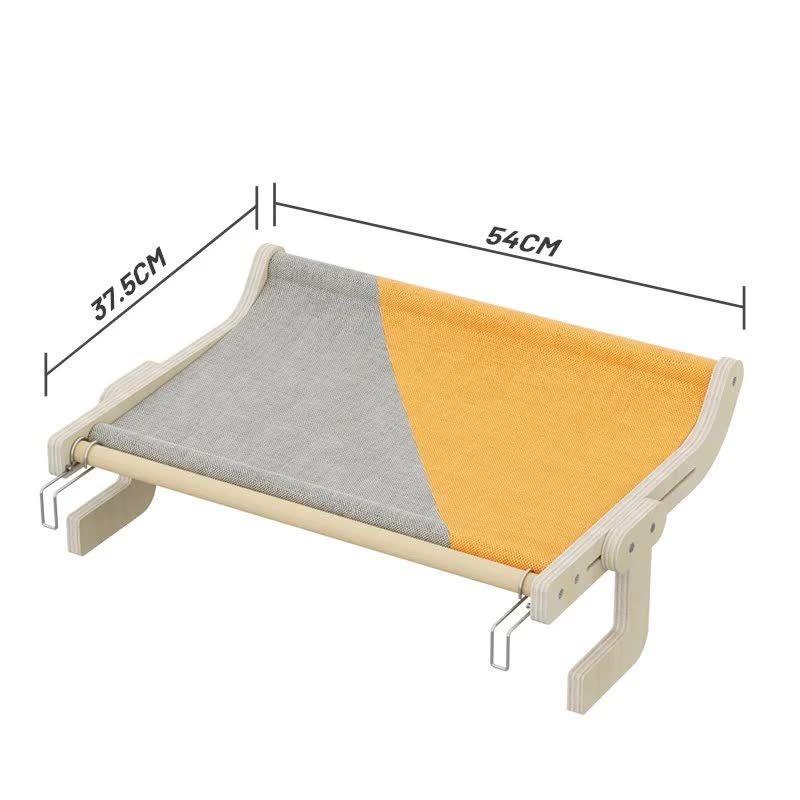 V888-ELOSUNG10162-203190-00 Wall-Mounted Cat Hammock Bed -Wooden Frame, Comfortable and Space-Saving Design for Pets - Image 1