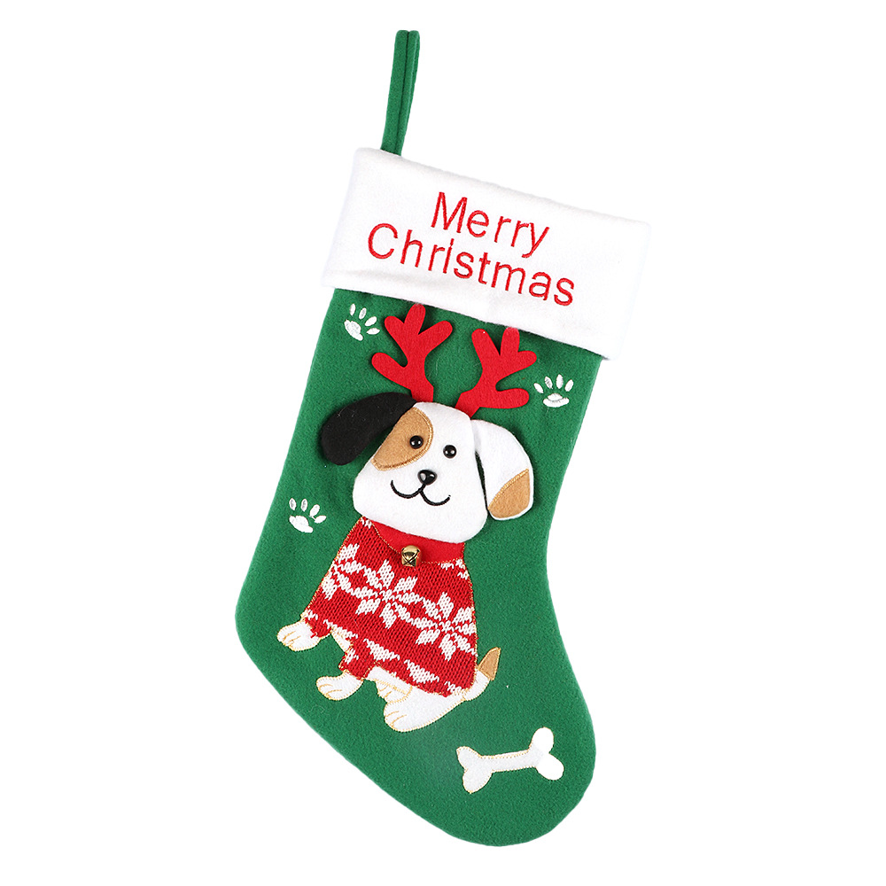 V888-ELOSUNG10365-204625-00 2pcs cute dog christmas stockings cartoon christmas socks gift bag christmas decoration socks christmas tree pendant - Image 1