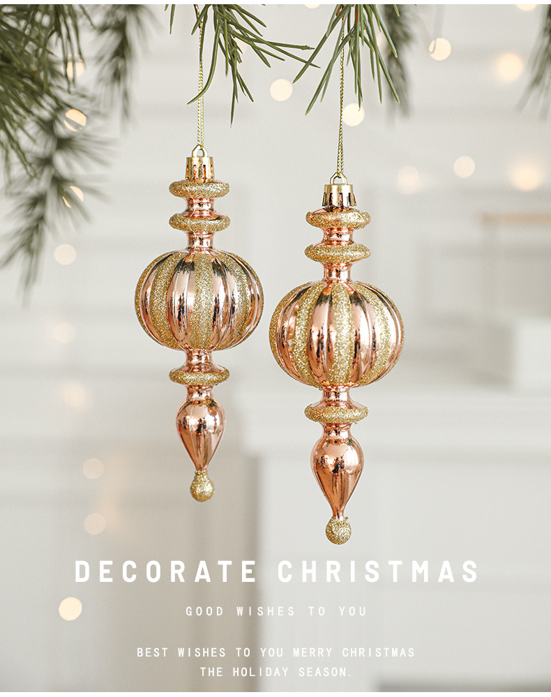 V888-ELOSUNG10496-204677-00 Set of 10 Christmas Ornaments -Gold & Rose Gold Holiday Tree Decorations - Image 1