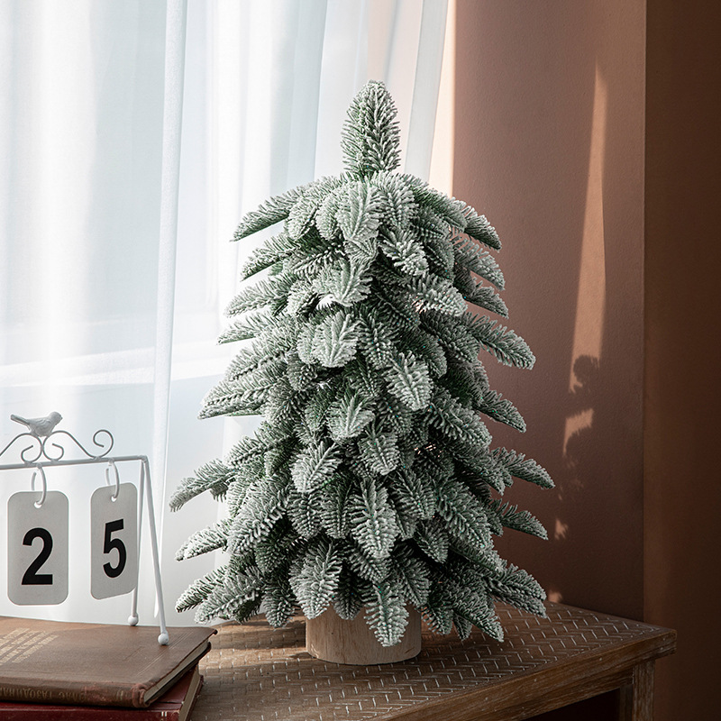V888-ELOSUNG10512-205493-00 55cm Frosted Mini Christmas Tree – Snow-Covered Indoor Holiday Decoration - Image 1