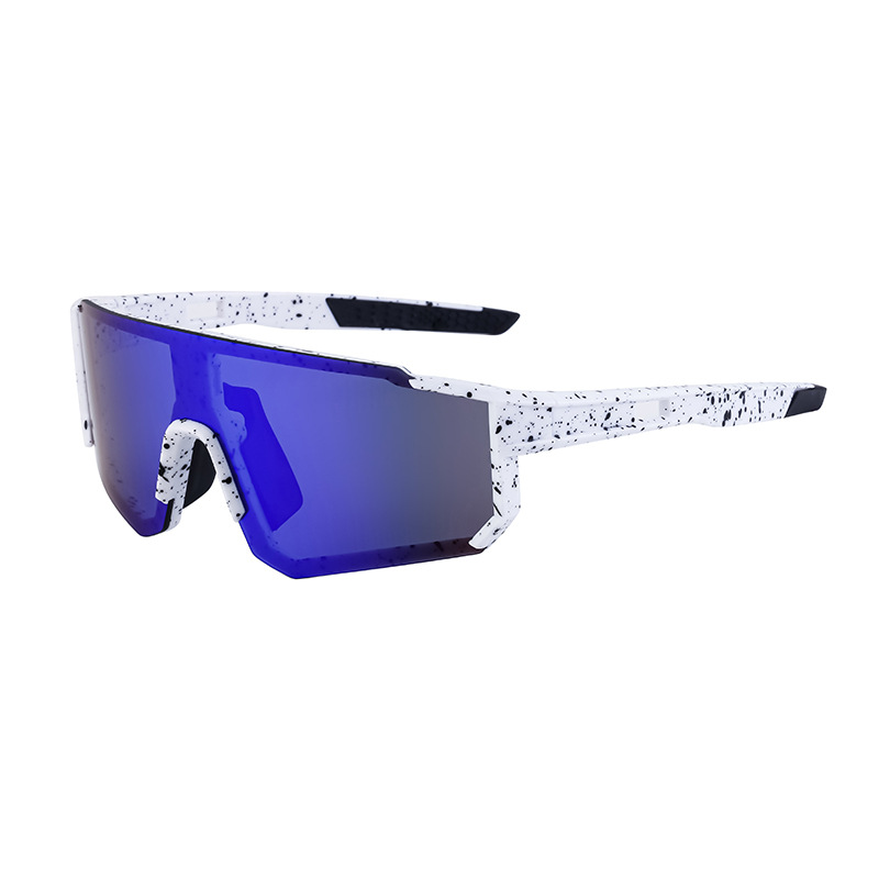 V888-ELOSUNG10580-205538-00 Ink Dot White Frame Blue Mirrored Sports Sunglasses | UV400 Protection & Lightweight Design - Image 1