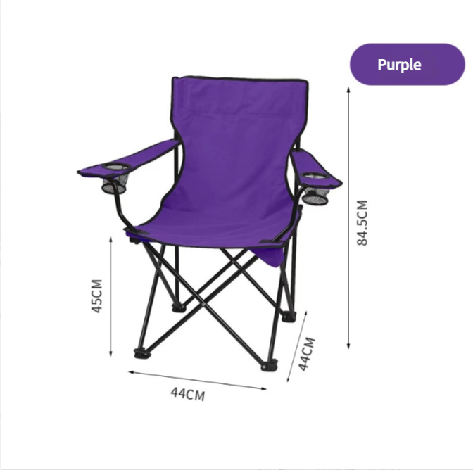 V888-ELOSUNG10684-205822-00 2pcs purple Portable Folding Camping Chair with Armrests and Cup Holder - Image 1