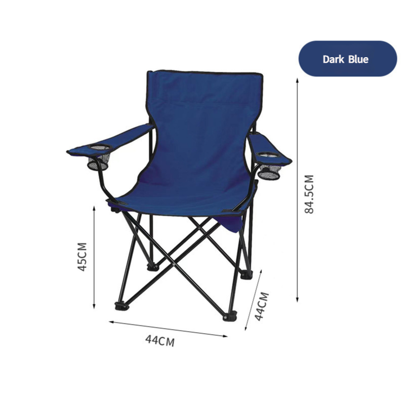 V888-ELOSUNG10687-205825-00 2pcs Blue Portable Folding Camping Chair with Armrests and Cup Holder - Image 1
