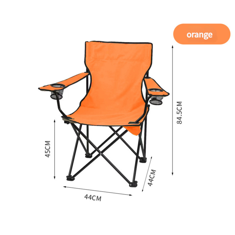 V888-ELOSUNG10691-205829-00 2pcs Orange Portable Folding Camping Chair with Armrests and Cup Holder - Image 1