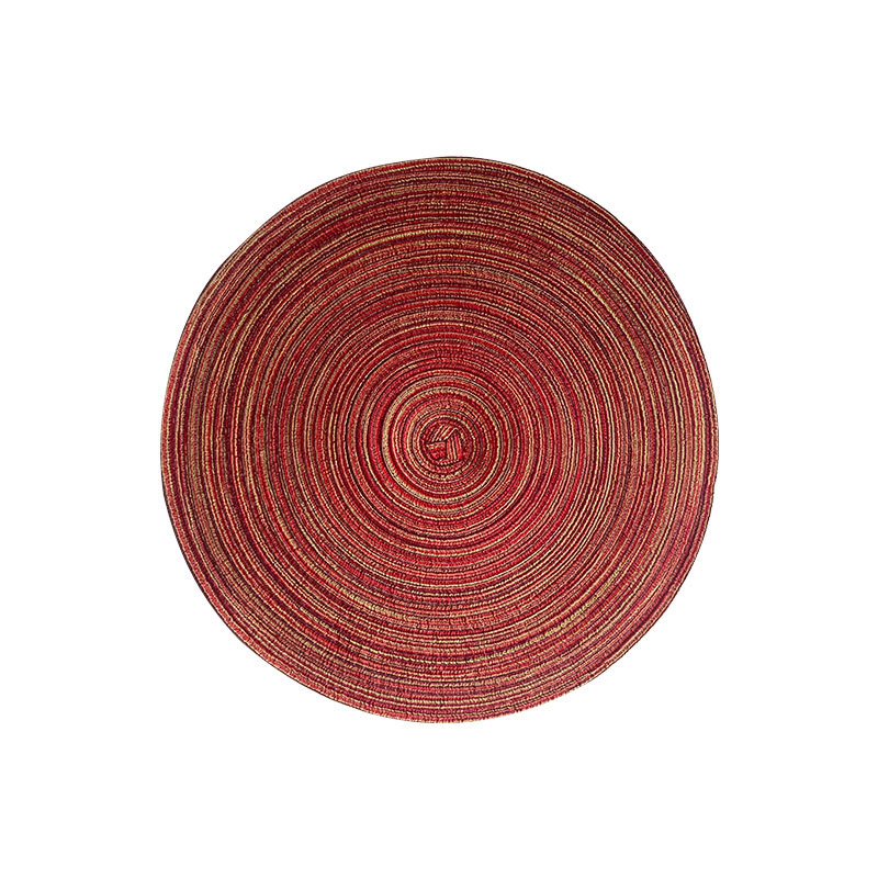 V888-ELOSUNG10741-205618-00 Round Woven Placemats -Colorful Braided Table Mats for Dining & Home Decor 11cm 10pcs Red - Image 1