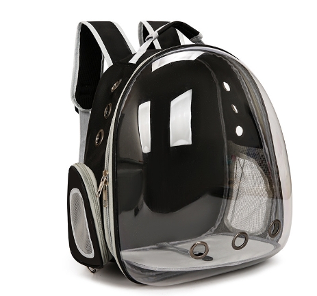 V888-ELOSUNG10800-205656-00 Black Pet Carrier Backpack with Transparent Window 33*18*42cm - Image 1