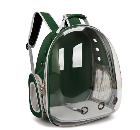 V888-ELOSUNG10801-205655-00 Green Pet Carrier Backpack with Transparent Window 33*18*42cm - Image 1