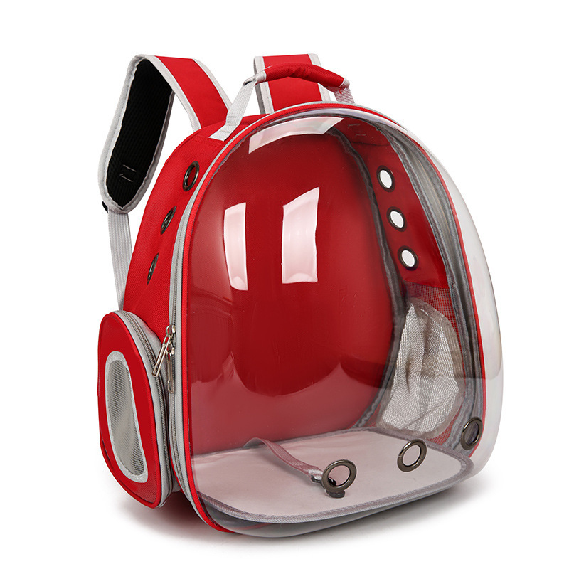 V888-ELOSUNG10805-205651-00 Red Pet Carrier Backpack with Transparent Window 33*18*42cm - Image 1
