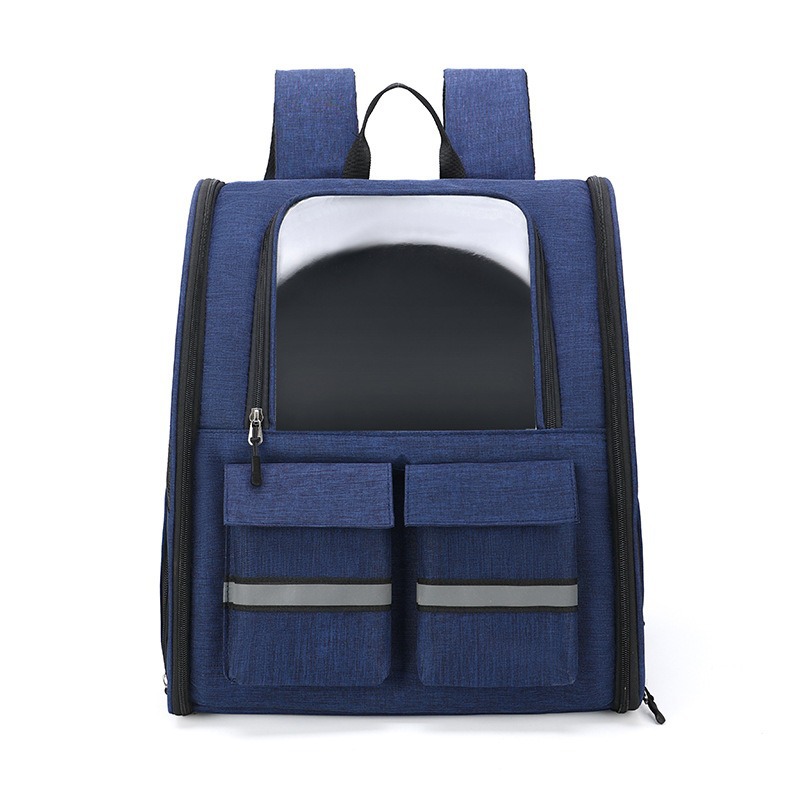 V888-ELOSUNG10817-205932-00 Blue Collapsible Pet Carrier Backpack with Trolley Sleeve - Image 1