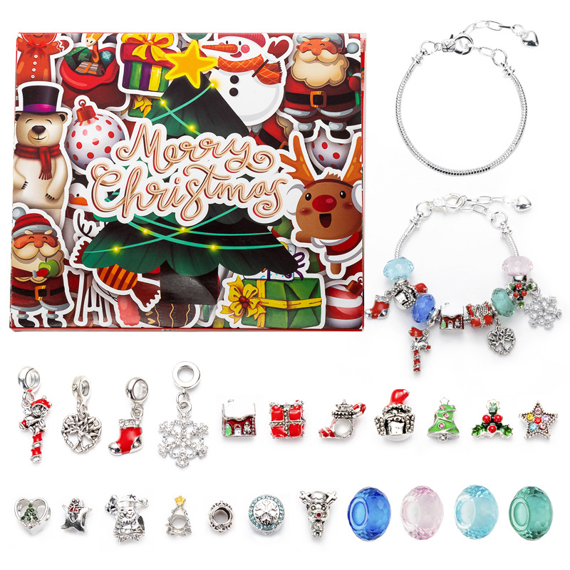 V888-ELOSUNG10934-205982-00 Christmas Charm Bracelet Advent Calendar - 24 Days of Jewelry Fun with Holiday Charms - Image 1
