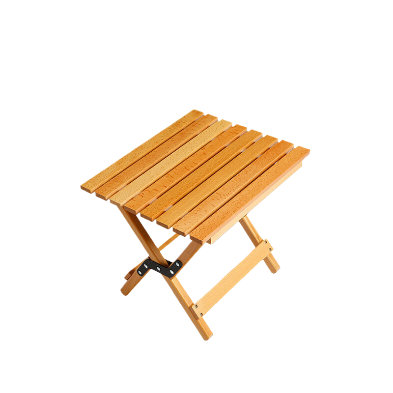 V888-ELOSUNG1109-202531-00 Dual-Purpose Wooden Folding Stool – Natural Wood Finish, 150kg Load Capacity - log color 40*34*36cm - Image 1