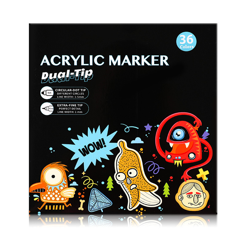 V888-ELOSUNG11122-206926-00 Dual-Tip Acrylic Marker Set - 36 Vibrant Colors for Art and Craft Projects - Image 1