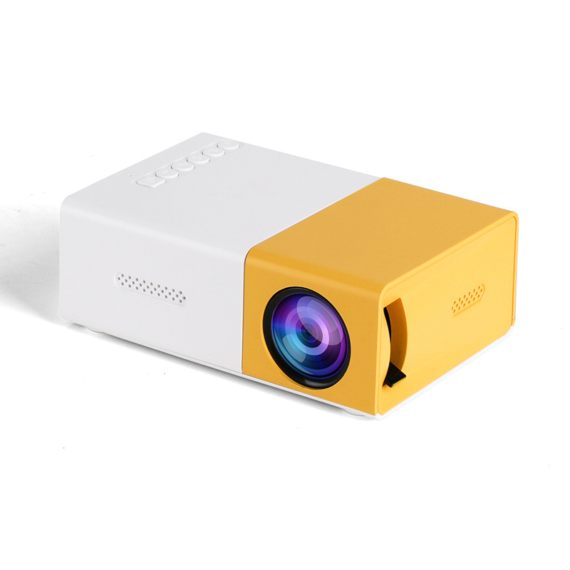 V888-ELOSUNG11141-206945-00 Mini Home Portable Cinema Projector - LED Compact Entertainment Projector for Movies & Gaming (White+yellow) - Image 1