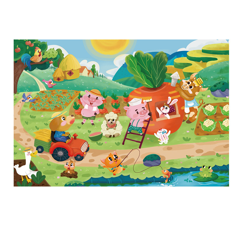 V888-ELOSUNG11180-208609-00 Children's Educational Puzzle Set - 36-Piece Happy Farm Themes - Image 1