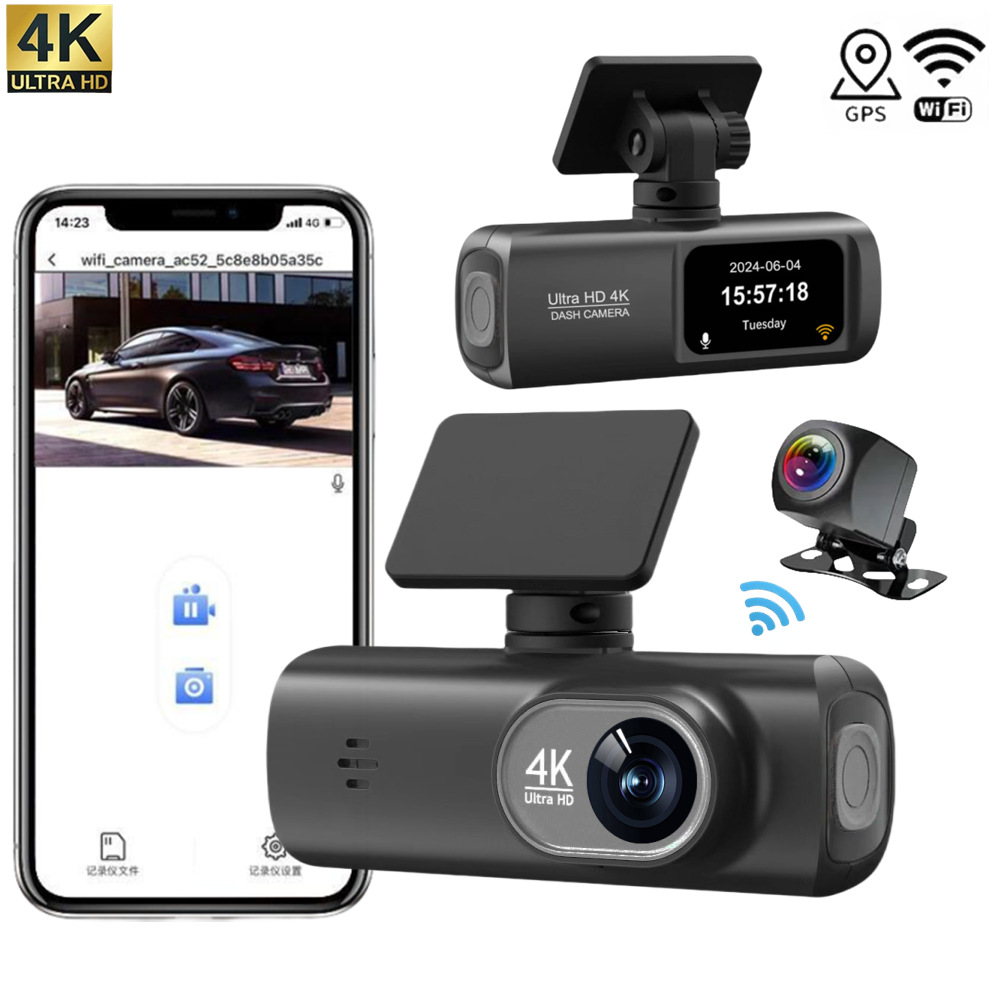 V888-ELOSUNG11460-210051-00 New 4K Car Dash Cam – Front and Rear Dual Recording, Wi-Fi Connectivity, GPS Tracking, 1080P + 4K Resolution - Image 1