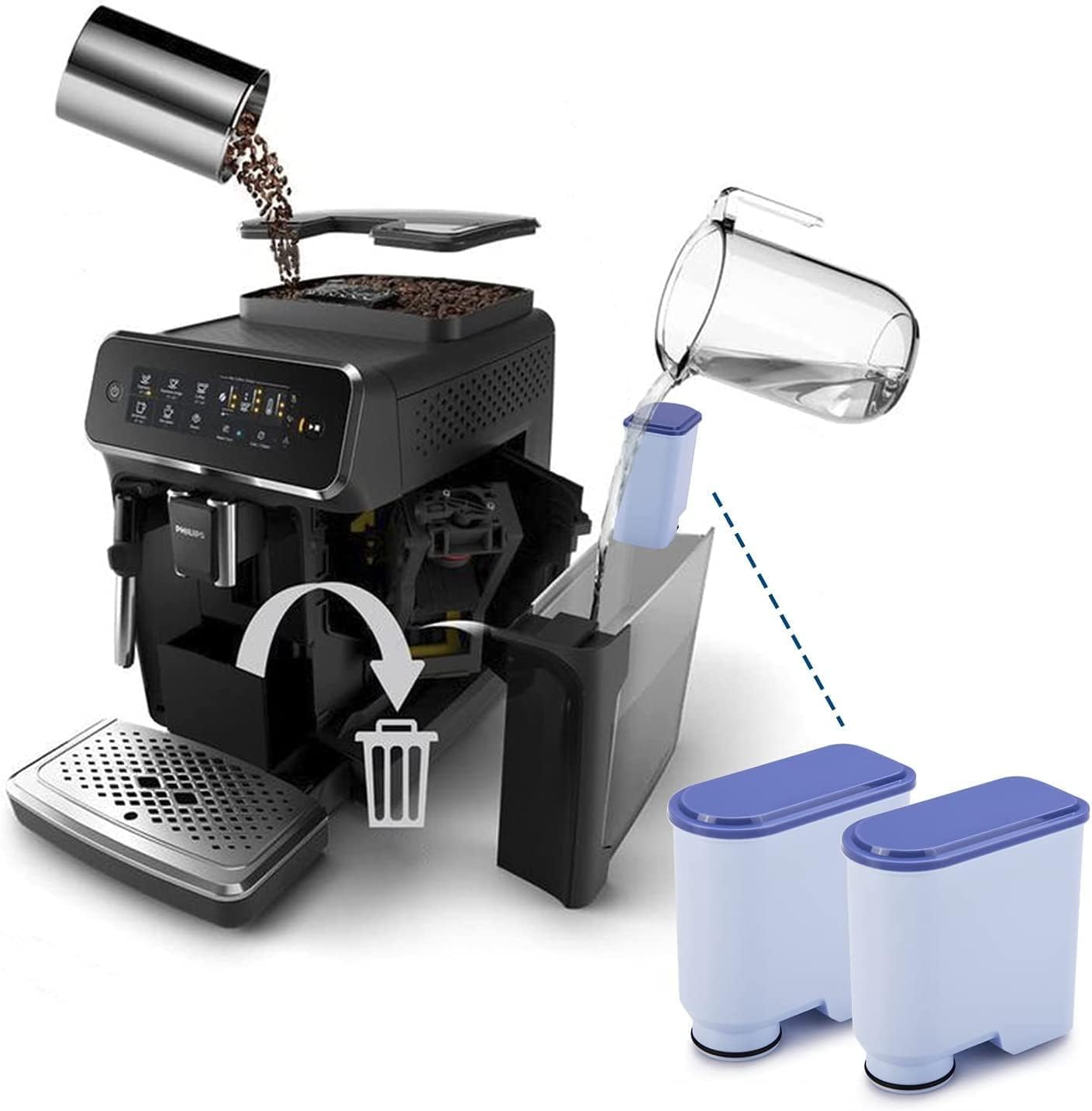 V888-ELOSUNG11480-210131-00 Philips Coffee Machine Filter – Compatible CA6903 Activated Carbon Water Purifier, High-Quality Coffee Filter Cartridge for Improved Water Quality - Image 1