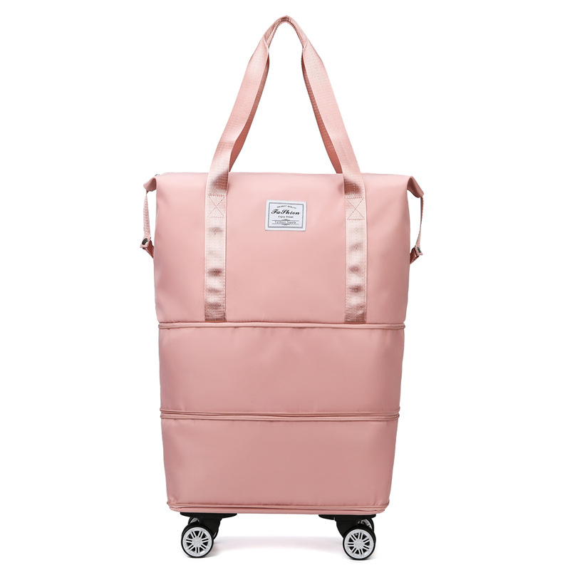 V888-ELOSUNG11530-209451-00 Pink Large Capacity Foldable Travel Bags with Wheels - Lightweight Waterproof Duffel Totes - Image 1