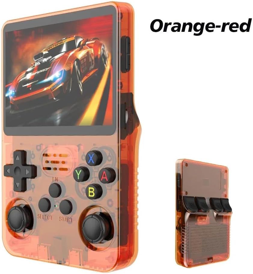 V888-ELOSUNG11644-209616-00 Orange-red Retro Portable Gaming Console with 64GB, 2 Memory Card-3D Games, HD Display, and Dual Joysticks - Image 1