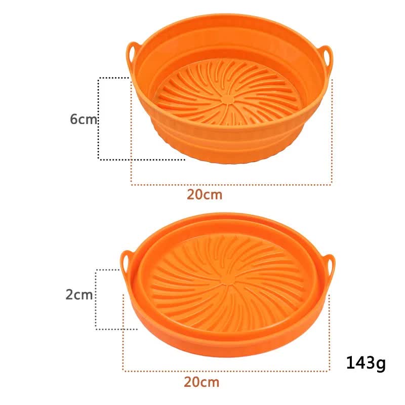 V888-ELOSUNG11731-209820-00 3D Round Air Fryer Silicone Liners - Food-Grade, Non-Stick, Reusable Basket Mats for Air Fryers, Ovens, and Microwaves (4 PCS Orange) - Image 1